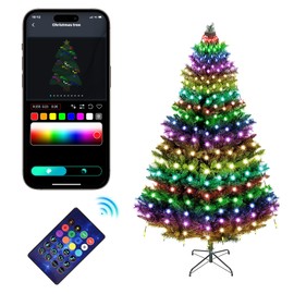 ZWOOS 400 LED Christmas Tree Lighting, RGB Christmas Tree Lighting with Ring, Christmas Lighting Power, App Control/Remote Control, Music Sync, Bluetooth Connection, Height: 2 m