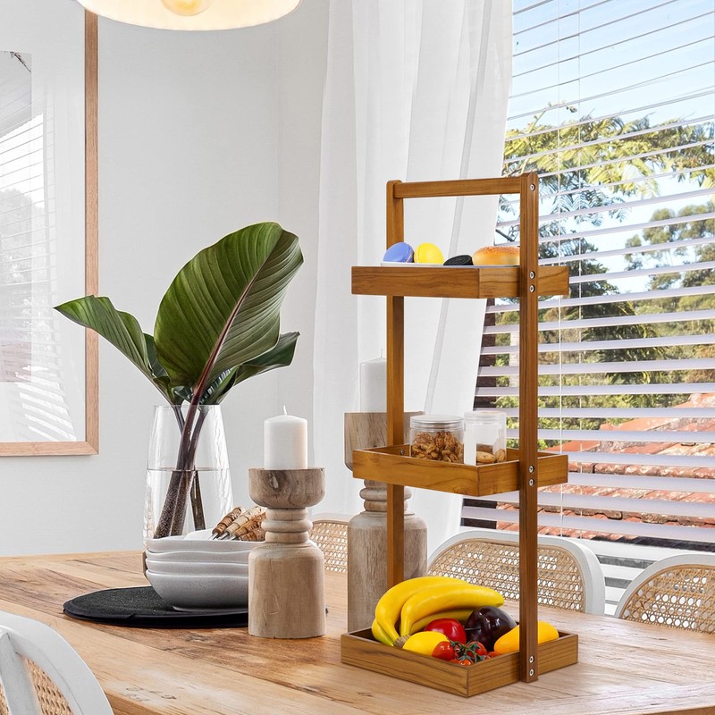 Utoplike Teak Shower Caddy Shelf, Standing Shower Organizer for Bathroom