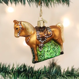 Old World Christmas Ornaments: Selection of Horses Glass Blown Ornaments for Christmas Tree, Western, 12176 3inch x 3. 5inch x 1inch