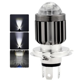 Futwod H4 LED Motorcycle Headlight, White, HI/LO Switching, Integrated, Lens Luminous, High Brightness, H4 Bulb, Fanless, Genuine Replacement, 6000K, DC12V, Custom Parts, Motorcycle Headlight, Pack of