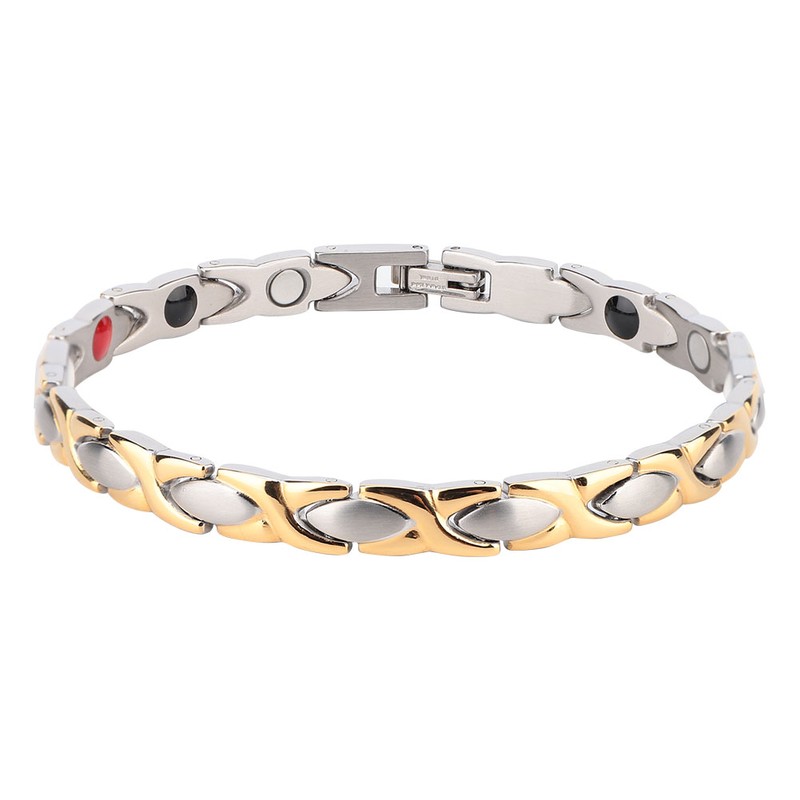 Women Men Stylish Titanium Steel Health Care Magnets Germanium Bracelet