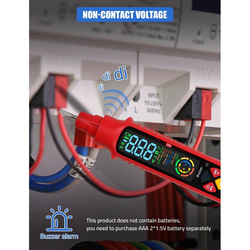 Non-Contact Voltage Tester, Dual Range AC 2-440V, 50Hz-60H Live/Zero Wire