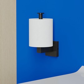 RUACQ Toilet Paper Holder Wall Mount,Square Base Tissue Roll Holder for Bathroom,Toilet Roll Holder Stainless Steel(Matte Black)