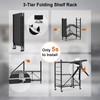 Himix Storage Shelves with 6 Hooks, 3 Tier Foldable Shelf