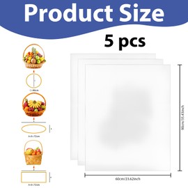 Geschenkfolie Transparent, 5 Stück 60x90cm Klarsichtfolie Geschenkfolie mit 5 Schleifen, Durchsichtiges Geschenkpapier für Blumen, Geschenkkörbe und DIY-Projekte