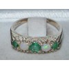 Luxury Solid Sterling Silver Natural Emerald & Opal Victorian Style