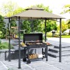 Outdoor Khaki Barbecue Grill Gazebo 8' X 5' With Led