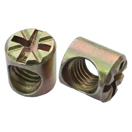 NACX M6 x 10mm Barrel Nuts, Cross Dowel Slotted Barrel Nuts for Furniture Bed Crib and Chairs, 40Pcs