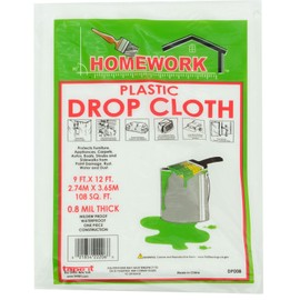 Tool Essentials Disposable Plastic Drop Cloth 9ft x 12ft 0.8MIL Light Duty