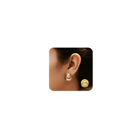 Kenivira Chunky Gold Earrings for Women,14k Gold Plated Knot Geometric Earrings Trendy,Large Gold Vintage Thick Earrings Jewelry