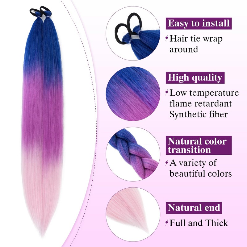S-noilite Ombre Ponytail Hair Extensions with Hair Tie for Women