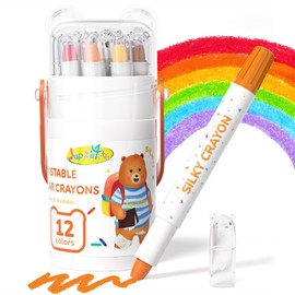 JUPITEARTH 12 Color Twist Crayons for Toddlers 1-3 and Kids 4-8, Non-Toxic Washable Crayons 2-4, Ultra-Silky Easy-Grip Art Supplies, Ideal Coloring Gift for Boys and Girls