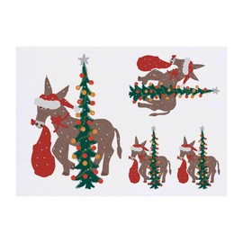 4 x 'Donkey Bringing Gifts For Under The Tree ' Temporary Tattoos - Water Resistant, Skin-Safe, Non-Toxic Transfers, Mixed Sizes (TO00079012)