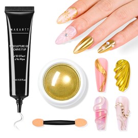 Makartt 3D Nail Gel with Gold Chrome Nail Powder Kit