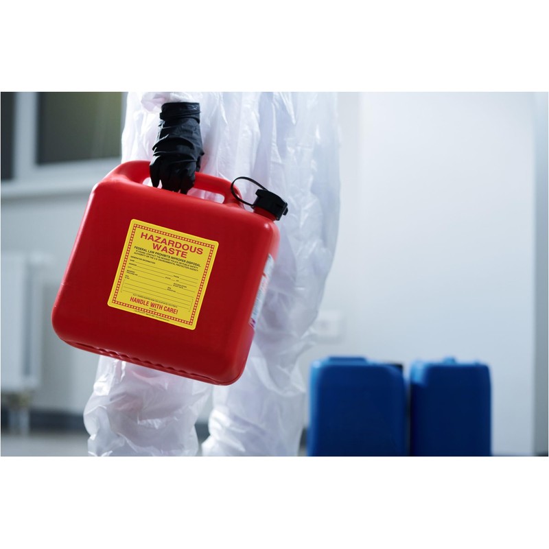 Hazardous Waste Labels, 6 x 6 inches, Red/Black/Yellow, Self-Adhesive Vinyl,