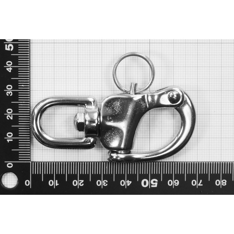 Edelstahl Schnappschäkel 70 mm mit Wirbelauge, A4 AISI 316