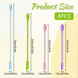 8Pcs Mini Spatula Makeup Spatula Silicone Scraper Set Reusable Beauty Tiny Tools Double-Ended Spoon for Cosmetics Kitchen Food Bottle Lotion Jar Get Last