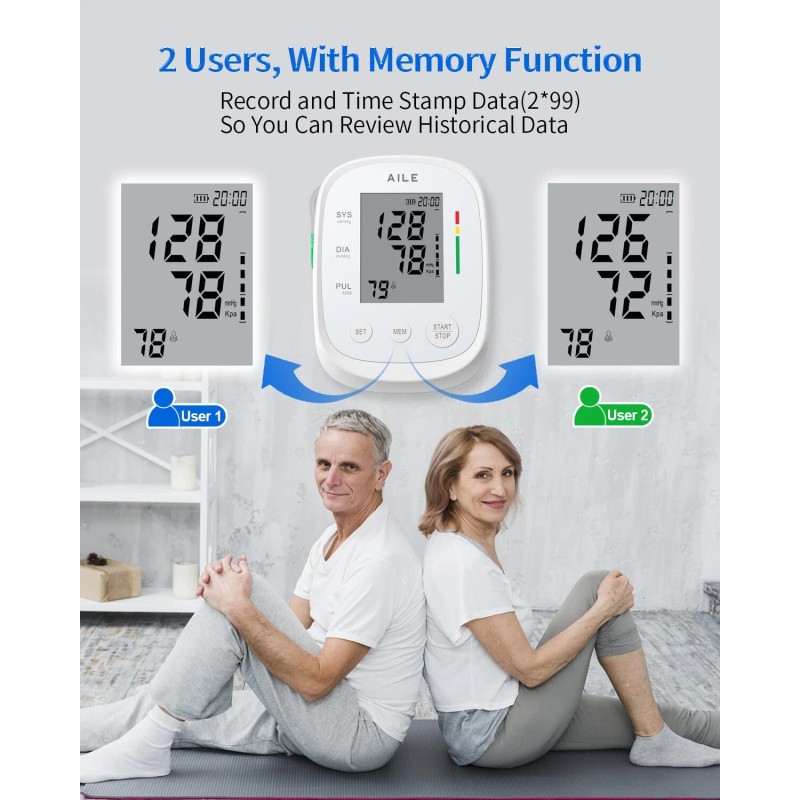 AILE Large Accurate Blood Pressure Monitor With Memory Function And