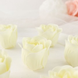 TABLECLOTHSFACTORY 4 Pack | 24 Pcs Ivory Scented Rose Soap Party Favors Pre-Packed with Gift Boxes and Ribbon