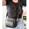 Wigo Women's Circle Square Shoulder with Pouch, Black