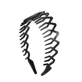 Fashion ladies' and girls' crown headbands, non slip, serrated shark tooth comb, with resin hair accessories headband (Black, One size)