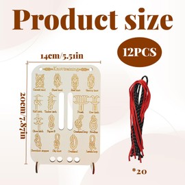 Learn Knot Training Board,Knot Tying Practice Kit,Wooden Knot Tying Practice Board Kit with 16 Popular Knots and 10 Nylon Paracord, DIY Hands on Ropes Training Board Outdoor Skills Educational Tool