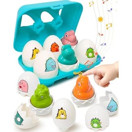 Easter Basket Stuffers for Toddlers 1-3, Easter Egg Toys for Toddlers 1-3, Matching Sensory Eggs Toys, Easter Birthday Gifts Prefilled Eggs with Toys for 3 Year Old Girls Boys