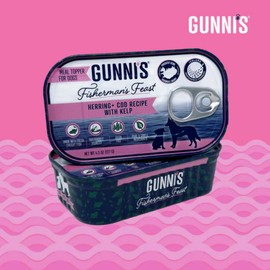 Gunni's Pet Fisherman's Feast Meal Topper – 6 Pack – Herring & Cod with Kelp – Natural, Grain-Free Topper for Dogs – Omega-Rich, Protein Boost – 6 Toppers, 4.5 oz Each