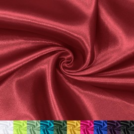 P Pothuiny 60 Inch Wide Maroon Satin Fabric by The Yard, Silky Charmeuse Satin Fabric for Bridal Wedding Dress Decor DIY Apparel Crafts, 1 Yard