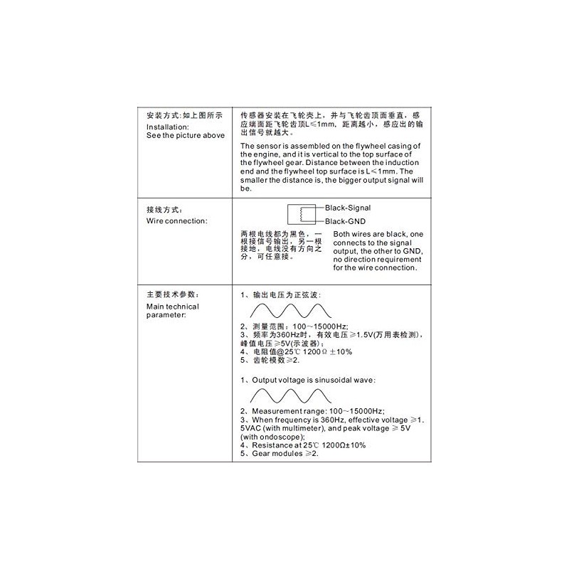 ELING Universal RPM Tacho Sensor Sender 2-Wire for Tachometer (M16*1.5)