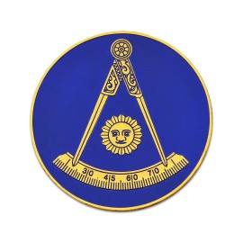 Past Master without Square Round Masonic Auto Emblem - [Blue&Gold][3'