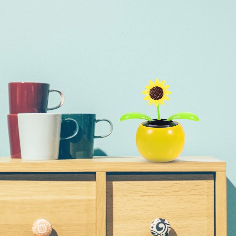 Wakauto 2pcs Sunflower Bobblehead Solar Dashboard Dancing Flower Head Shaking