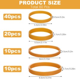 Pack of 80 Yellow Large Rubber Bands Strong, 4 Sizes of Tactical Rubber Bands, Heavy Duty Rubber Rings Wide, Extra Wide and Thick Household Rubbers for Industrial, Camping (5.3/5.5/8/8.3 cm)
