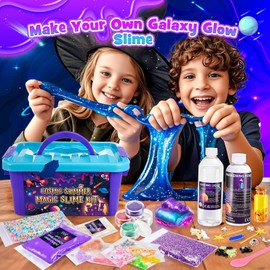 Slime Kit, Magic Galaxy Slime Making Kit with Magic Sticker,Making Butter Slimes Dark Powder to Make Glitter & Galactic Slimes Stress Relief Toys Fun Gifts Toys for 6-12 Year Olds Girls Boys
