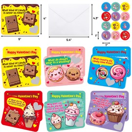 Fancy Land Valentines Cards Scratch Off Jokes for Kids Sweet Dessert Card with Envelopes for Boys Girls Holiday Exchange Supplies 36Pcs