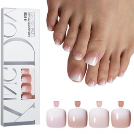 TOGZOM Ombre Press on Toe Nails Short Square Fake Toenails Nude Gradient Acrylic Toe Nails Glossy Nature Artificial False Nails Glossy Glue on Nails for Women Girls Manicure Nails Decoration 24Pcs