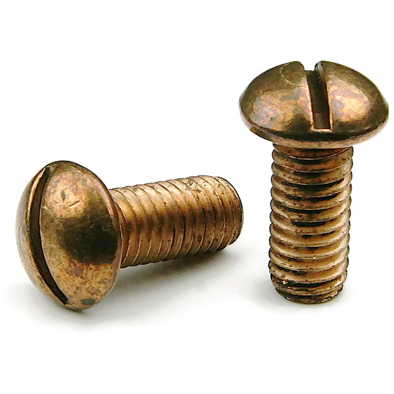 Silicon Bronze Slotted Round Head Machine Screws #10-32 x 5/8"