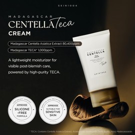 SKIN1004 Madagascar Centella Teca Cream, Korean Centella Face Moisturizer for Blemish-Prone Skin with Teca & PDRN, Cica Cream for Oil & PH Balance with Vitamin E, Korean Skin Care, 2.53 Fl.oz / 75Ml