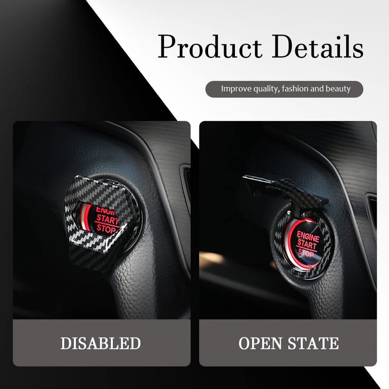 Middrivr Engine Start/Stop Button Cover, Carbon Fiber Zinc Alloy Car