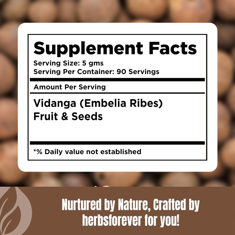 HerbsForever Vidanga Powder | Embelia Ribes | Natural Herbal Supplement