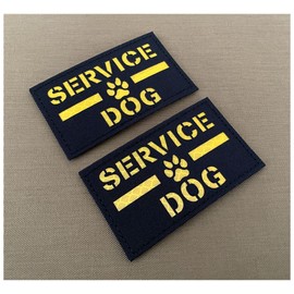 2 PCS K-9 Patch for Dog Harness Reflective Dog Paw Patches K-9 USA Flag with Hook and Loop Fastener Backing (Service Dog-Yellow)