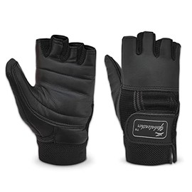 Global Leather Wheelchair Gloves - Black - Medium