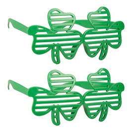 Bohue 2 Pairs St Patricks Day Shamrock Glasses Shutter Glasses Irish Green Clover Costume Accessories Retro Prop for Men Women Party Favors Supplies