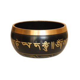 Cottage Handicraft ,The Black Coloured Singing Bowl, Medium with free Elephant Gift