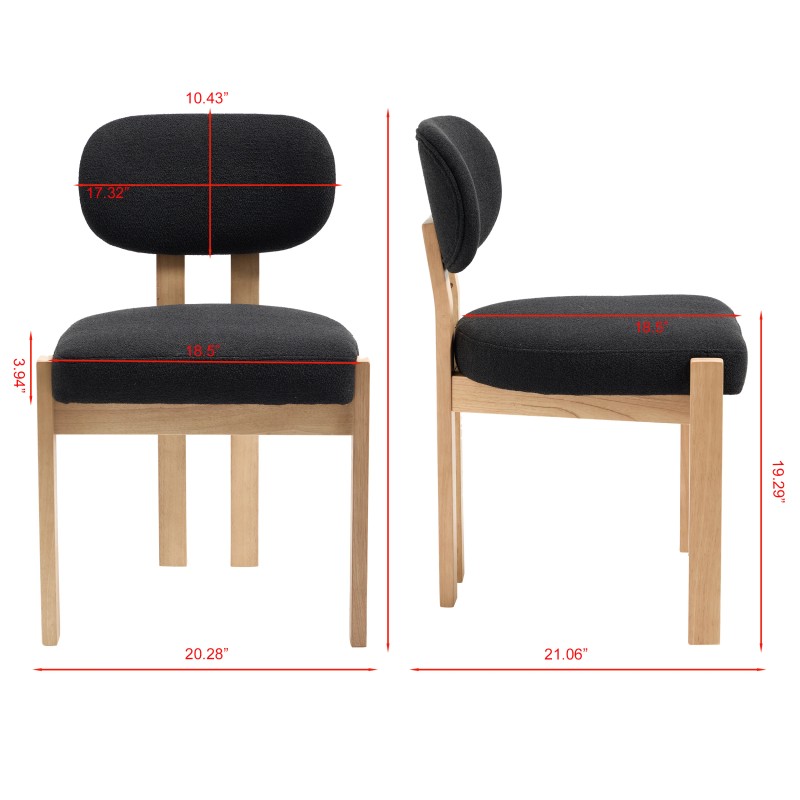 Modern Black Chenile Upholstered Solid Wood Dining Room Chair Set