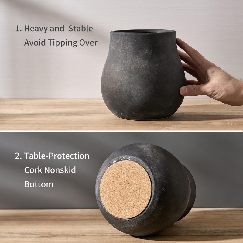 JIEMEI HOME Kitchen Utensil Holder, 6.61" Ceramic Rustic Utensil Crock