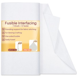 RAINFLOW Fusible Fleece Interfacing for Sewing - 12 Inches X 5 Yards Iron on Interfacing Light Weight White Polyester Single-Sided Fusible Fleece Fabric Interface for DIY Crafting Sewing Projects