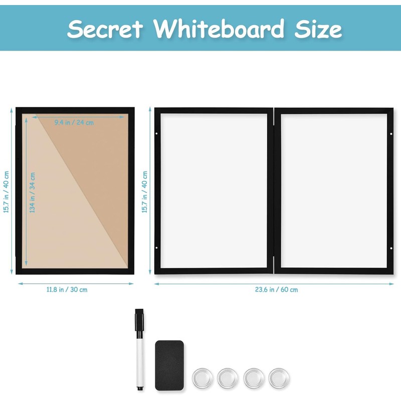 YCCYYCCY Black Frame Enclosed Whiteboard with Wooden Frame, Approx.16x11in Poster