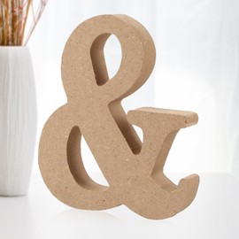 Darryy 10 cm Standing Wooden Letters, Log Natural Large Wooden Letters for Crafts, Untreated Wooden Decorations for Home, Wall, Party, Decoration, DIY Projects (&)