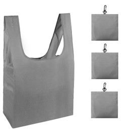 HOLYLUCK Reusable Grocery Bags 5 Pack Reusable Bags with Handles, Reusable Shopping Bags Foldable Tote Bag Heavy Duty Gift Bags, Grey